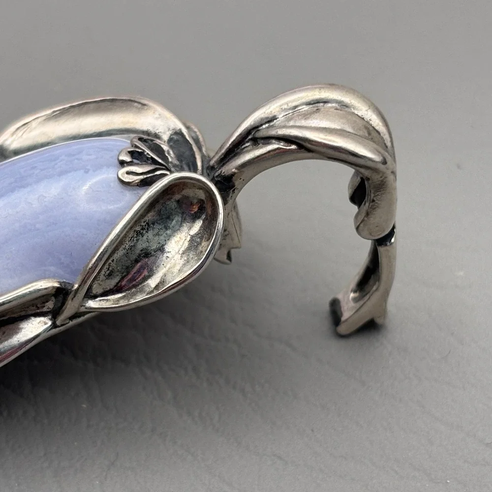 Vintage Carolyn Pollack Relios Sterling Blue Lace Agate Pendant 2